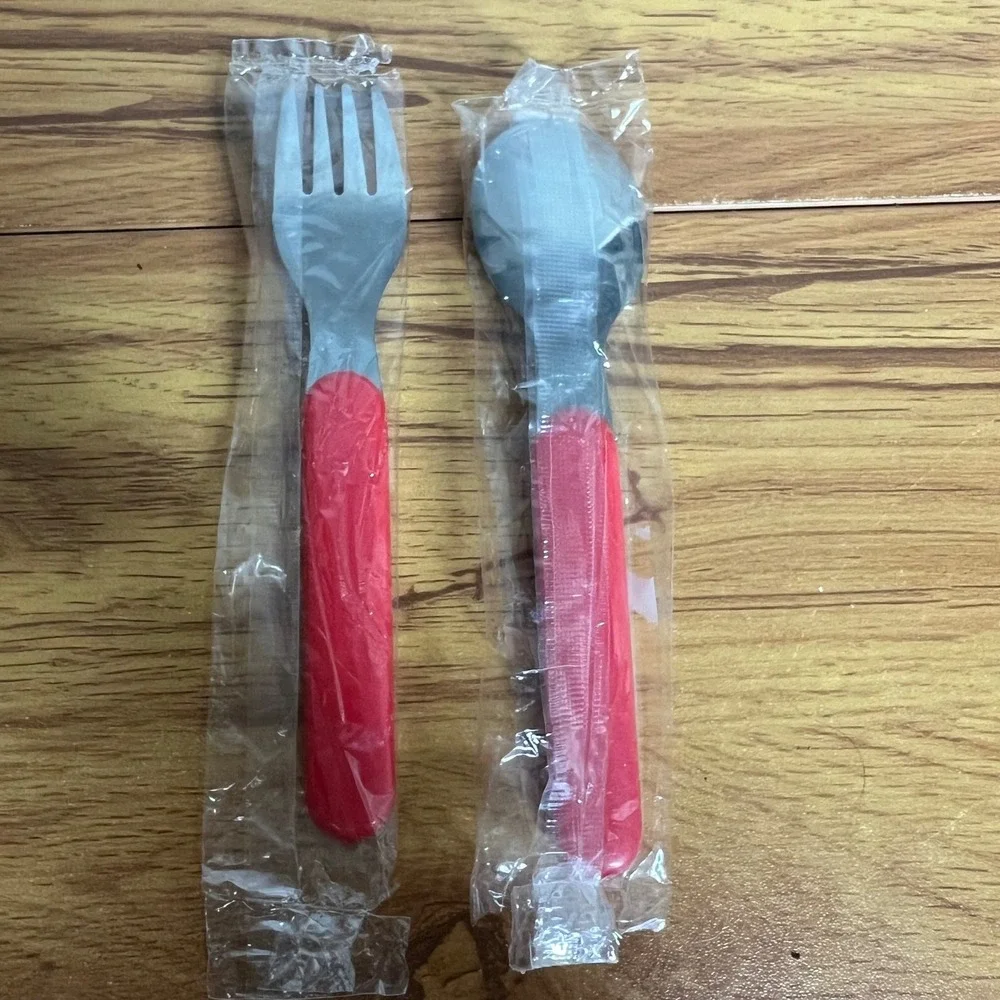 Vintage Big Bird Flatware Set Red Sesame Street Fork Spoon Stainless Steel NEW